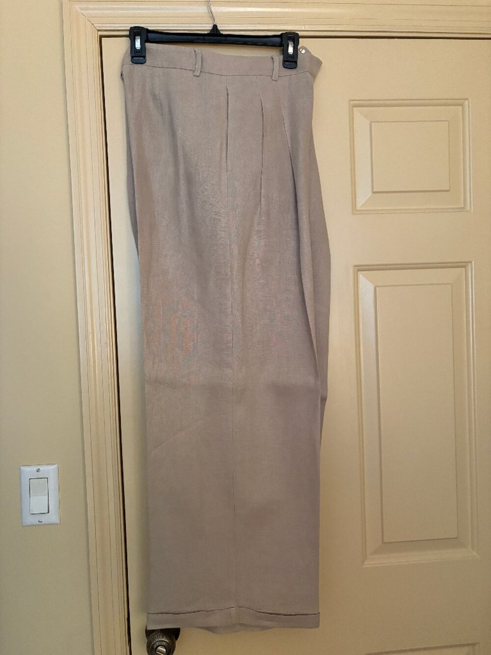 Free People 100% Linen Pleated Wide Leg Pants Size 4 Taupe